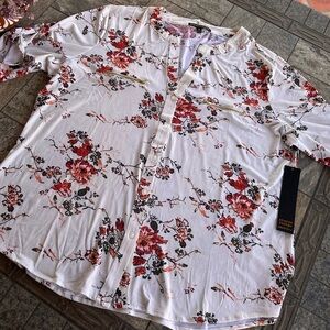 NWT Always Indigo Floral Blouse